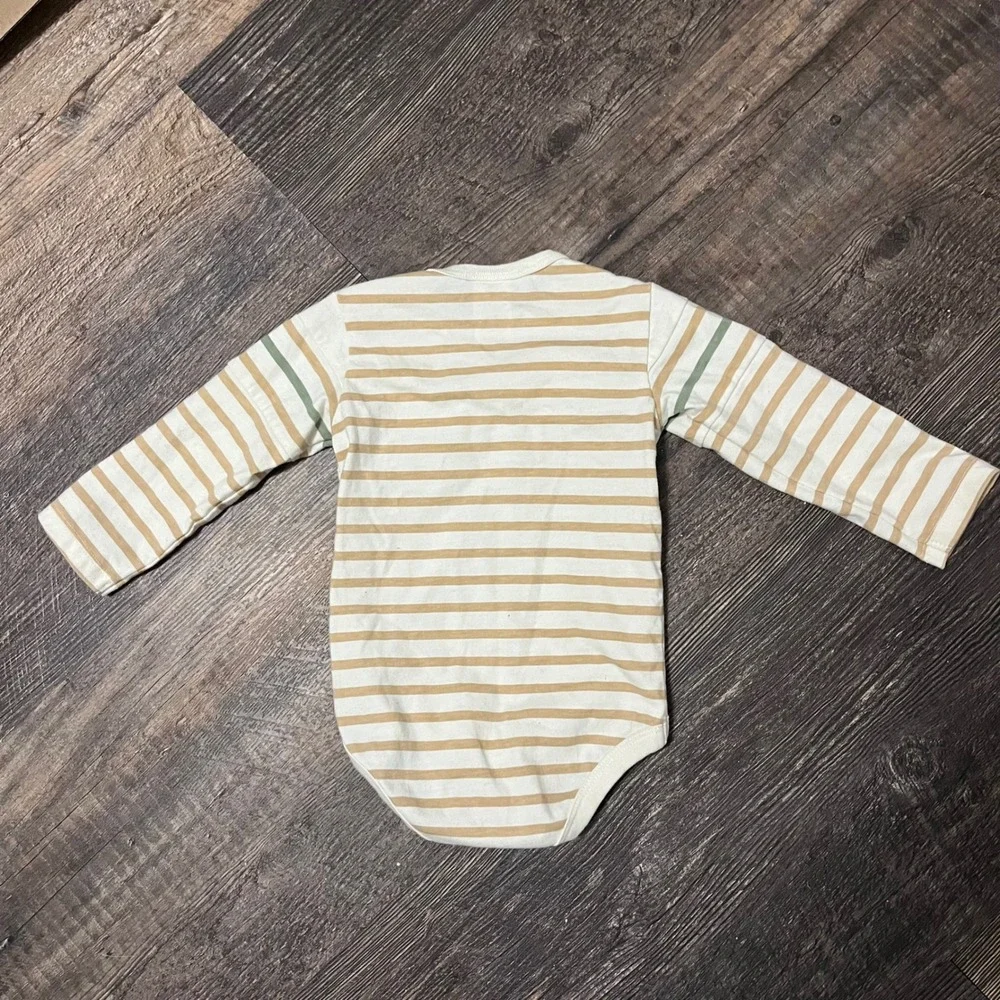 Mario Lopez Striped Bodysuit Long Sleeve Pocket‎ Detail 12M